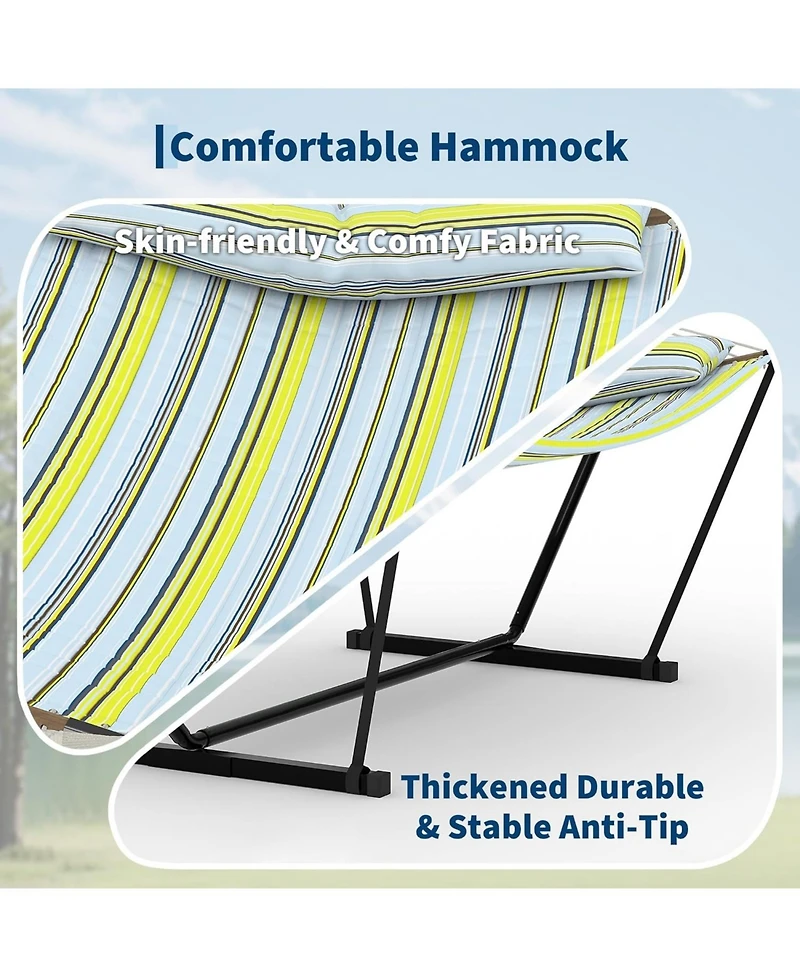 gaomon 450 Lbs Capacity, Double Outdoor Hammock for Patio, Backyard, Garden, Beach, Stripes