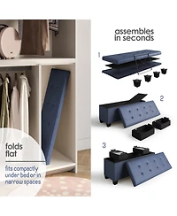 Nestl 43 Inch Leatherette or Fabric Finish Ottoman Storage Bench with Storage Bins