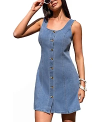 Cupshe Women's New Love Denim Mini Beach Dress