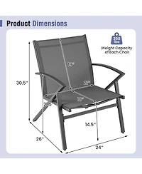 Gymax Patio Chairs 2 Pieces with Heavy Duty Metal Frame Curved Backrests and Armrests Outdoor