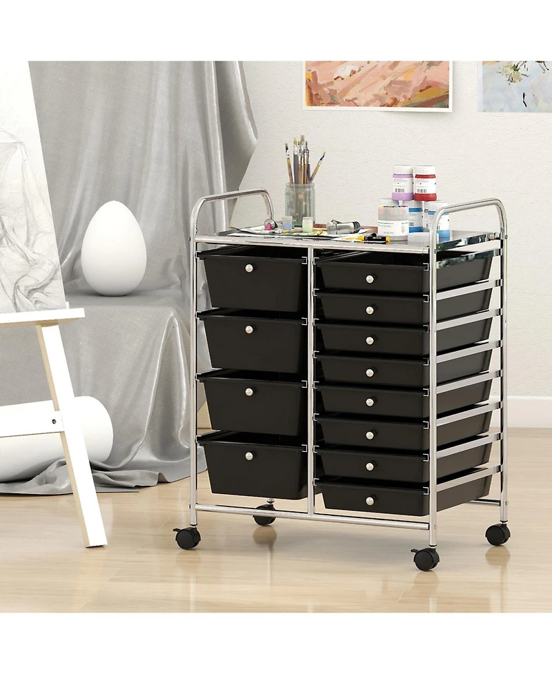 Slickblue Utility Rolling Cart with 12 Drawers, Mobile Storage Organizer for Home Office Supplies