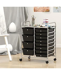 Slickblue Utility Rolling Cart with 12 Drawers, Mobile Storage Organizer for Home Office Supplies