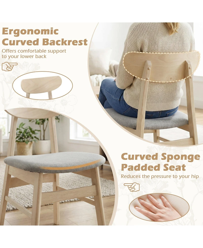 Slickblue Armless Dining Chairs Set of 2 Fabric Upholstered Kitchen Chairs