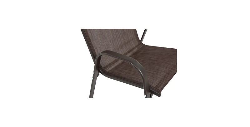 Flynama 4 Piece Outdoor Brown Patio Camping Chairs Breathable Textilene Fabric High Backrest Armrest Space Saving for Garden Pool Beach