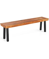 Gouun 60-inch Acacia Wood Backless Outdoor Bench with Metal Frame