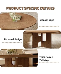 Rainsken 31.5 Inches Round Coffee Table, Rustic Wood Veneer Center Table for Living Room for Angular Sofas Carpet Practical