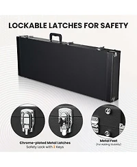 Yescom 2 Pack Electric Guitar Hard Case Wooden Shell for Stratocaster Style and Universal Portable Lockable Gig Bag Concert Studio