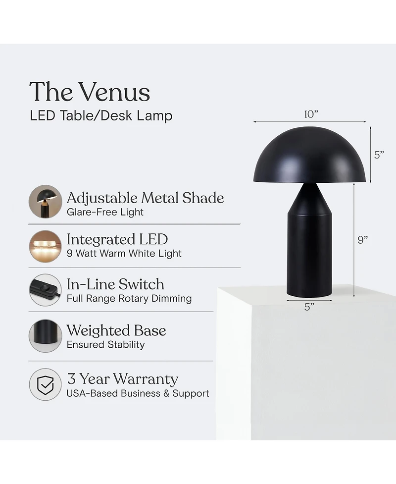 Brightech Venus Modern Contemporary Led Table Lamp with Dimmer