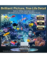 Aurzen Portable Mini Roku Tv Projector with Carrying Case, Roku Built-in, Dustproof Tech, 1080p Fhd, DoIby Audio, Auto Focus and Keystone