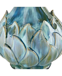 Possini Euro Design Modern Tropical Table Lamp with Usb Dimmer 29 1/2" Tall Blue Green Ceramic Beige Drum Shade for Bedroom Living Room House Bedside