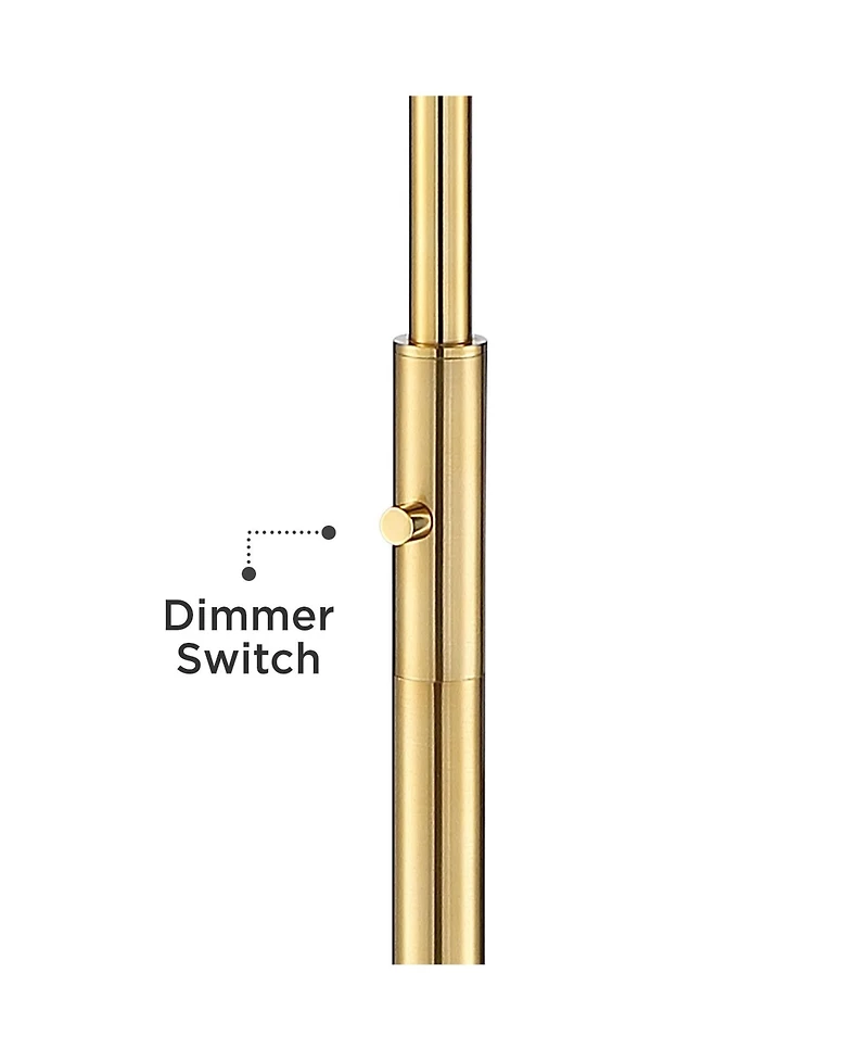 Possini Euro Design Kinsey Modern Torchiere Floor Lamp with Riser 78" Tall Brass Metal Stone Pattern Crystal Glass Shade for Living Room Office
