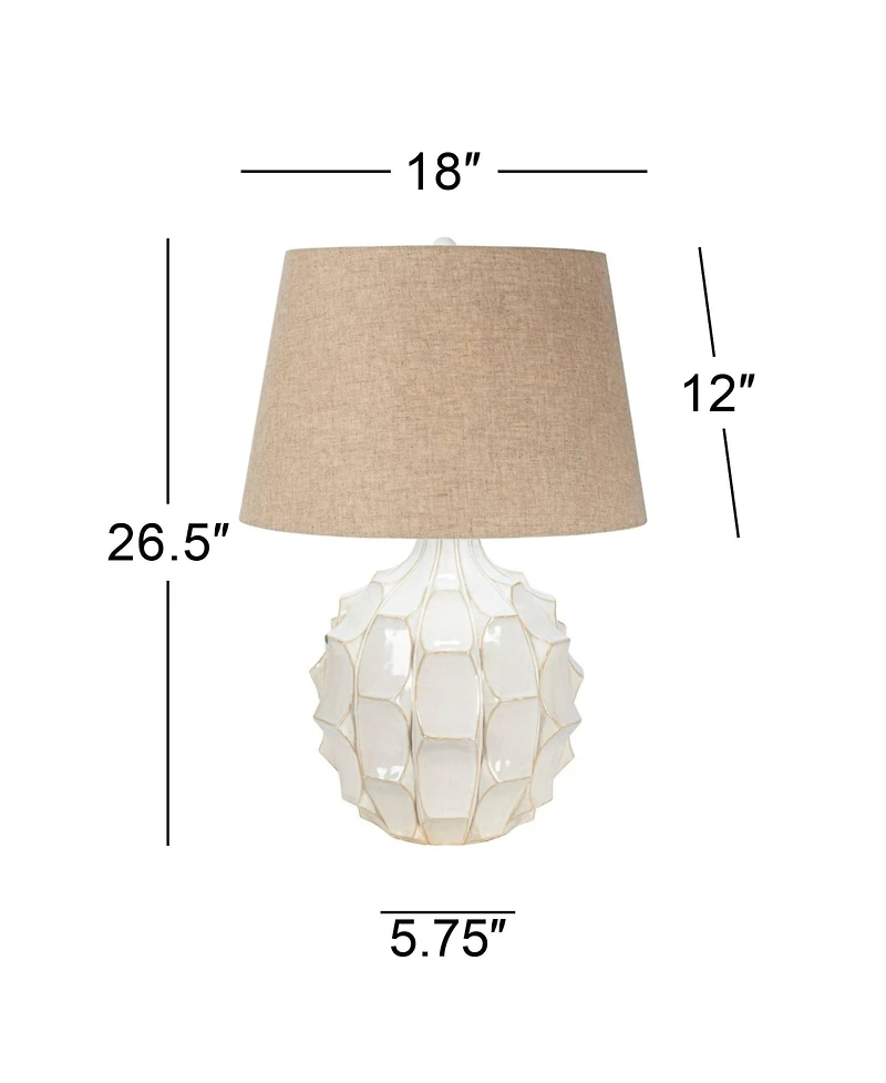 Possini Euro Design Cosgrove Modern Mid Century Table Lamps 26 1/2" High Set of 2 Glazed Ceramic Light Linen Drum Shade for Living Room