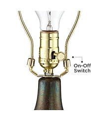 360 Lighting Emma 21" High Small Mid Century Modern Accent Table Lamps Set of 2 Wood Finish Ceramic Living Room Bedroom