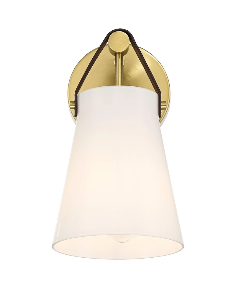 360 Lighting Ashley Antique Brass and Leather Wall Sconce Set of 2