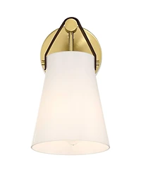 360 Lighting Ashley Antique Brass and Leather Wall Sconce Set of 2