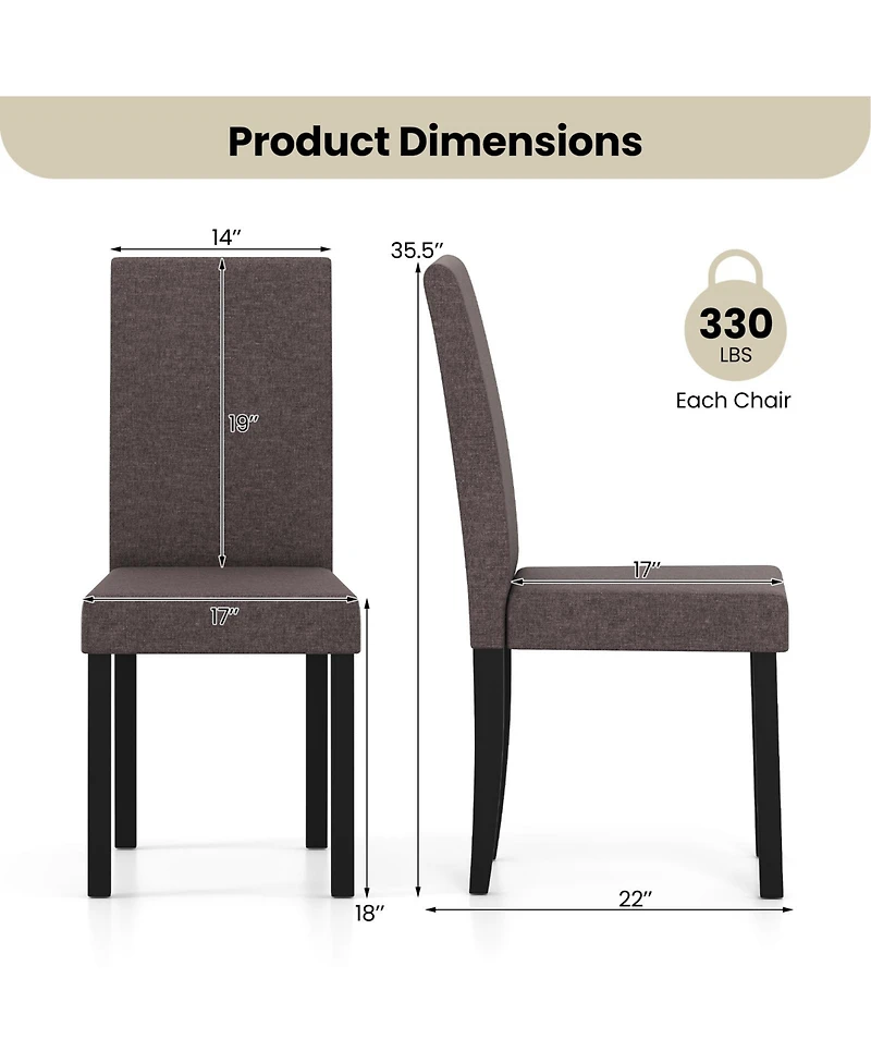 Slickblue Set of 2 Modern Mid Century Dining Chairs with Upholstered Fabric Seating