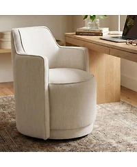 Maison Boucle Swivel Home Office Chair, Fabric Upholstered Barrel Desk 1 Pc