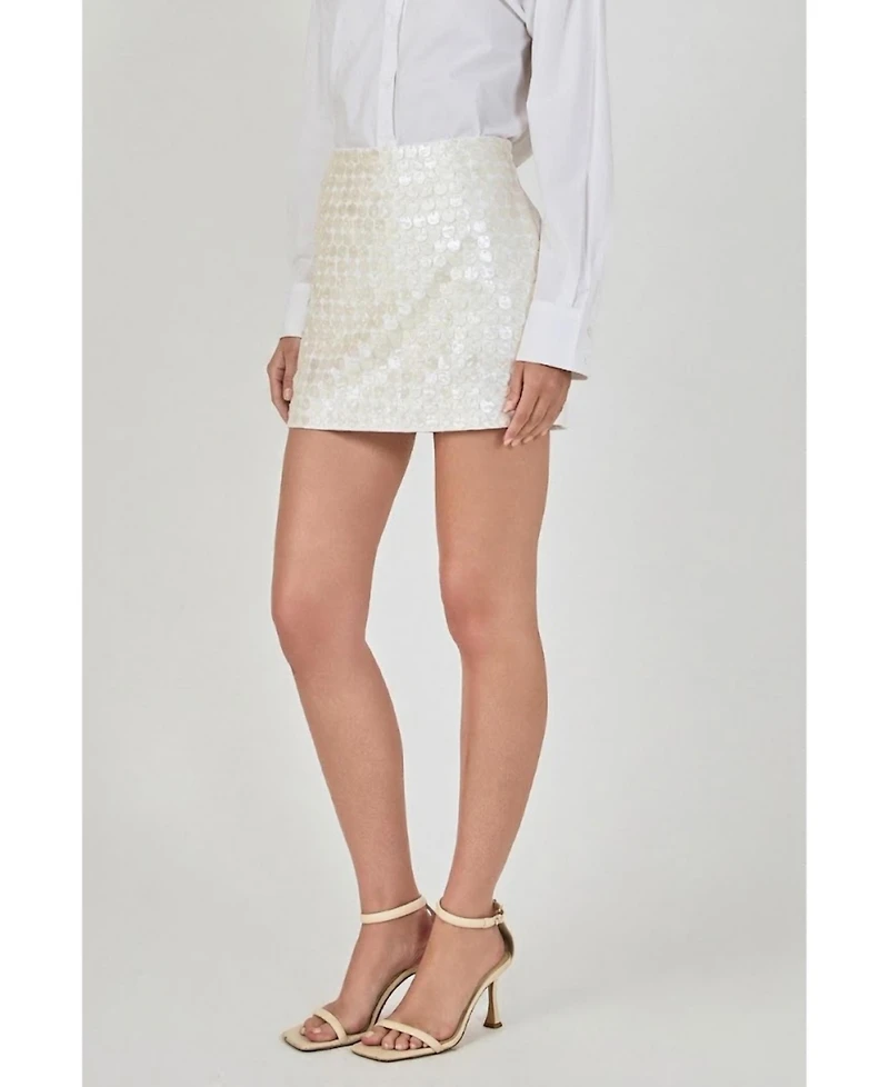 endless rose Women's Circle Mother Of Pearls Mini Skirt