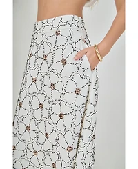endless rose Women's Floral Beaded Midi Skirt