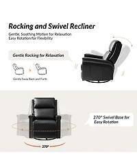 Hulala Home Medlin Transitional Faux Leather Dual Motor Swivel Rocker Recliner with Usb Ports