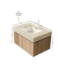 Sillysis Wall Mounted Bathroom Vanity with Sintered Stone Top, Ceramic Sink, Soft Close Storage Cabinet