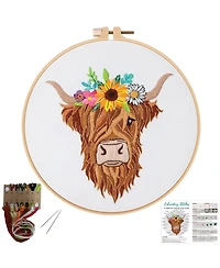 Gnuadz Highland Cow Embroidery Kit Beginners Diy Needlepoint