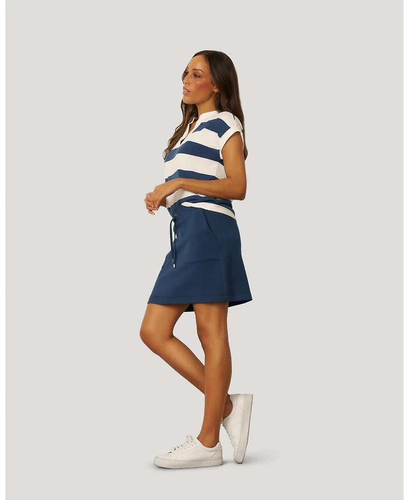 Cable & Gauge Women's Striped Split Neck Skort Set