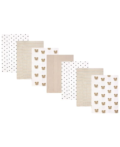 Hudson Baby Infant Cotton Poly Flannel Burp Cloths 7-Pack, Cozy Cutie, One Size