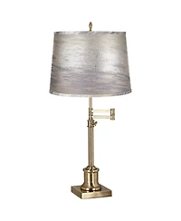 360 Lighting Westbury 36" Tall Large Traditional End Table Lamp Swing Arm Gold Antique Brass Finish Silver Gold Shade Living Room
