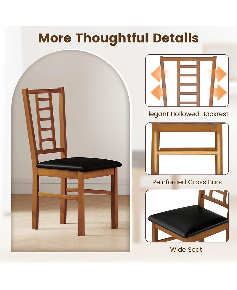 Slickblue Wooden Dining Chairs Set of 2 Pu Leather Upholstered Seat