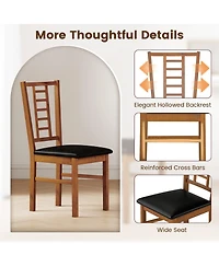 Slickblue Wooden Dining Chairs Set of 2 Pu Leather Upholstered Seat