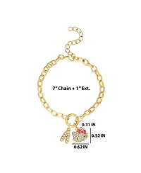 Hello Kitty Initial Crystal Charm Bracelet, Gold-Tone, Adjustable