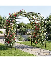 Gymax Metal Garden Arch Trellis for Climbing Plants Outdoor Wide Cucumber Trellis