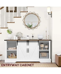 Homcom Sideboard w/ Charging Station, Farmhouse Tv Sd for 65" Tv,