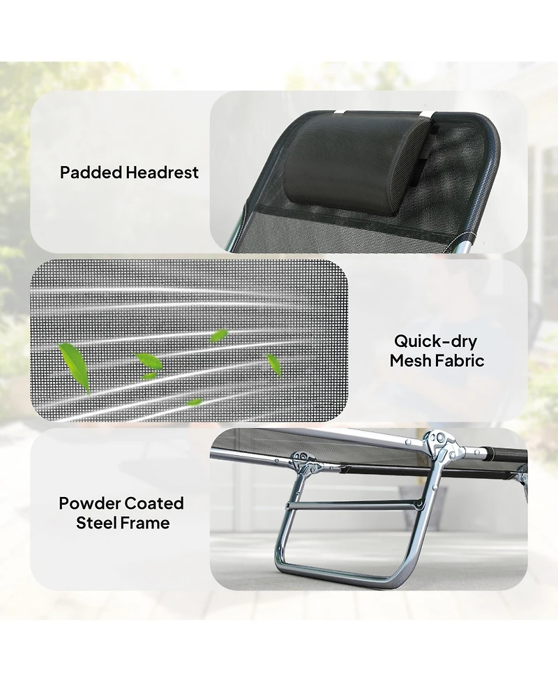 Outsunny 2-Piece Folding Chaise Lounge, Reclining Pool Chairs