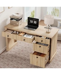 Gaomon 54" Modern Fluted Home Office Desk with Charging Station