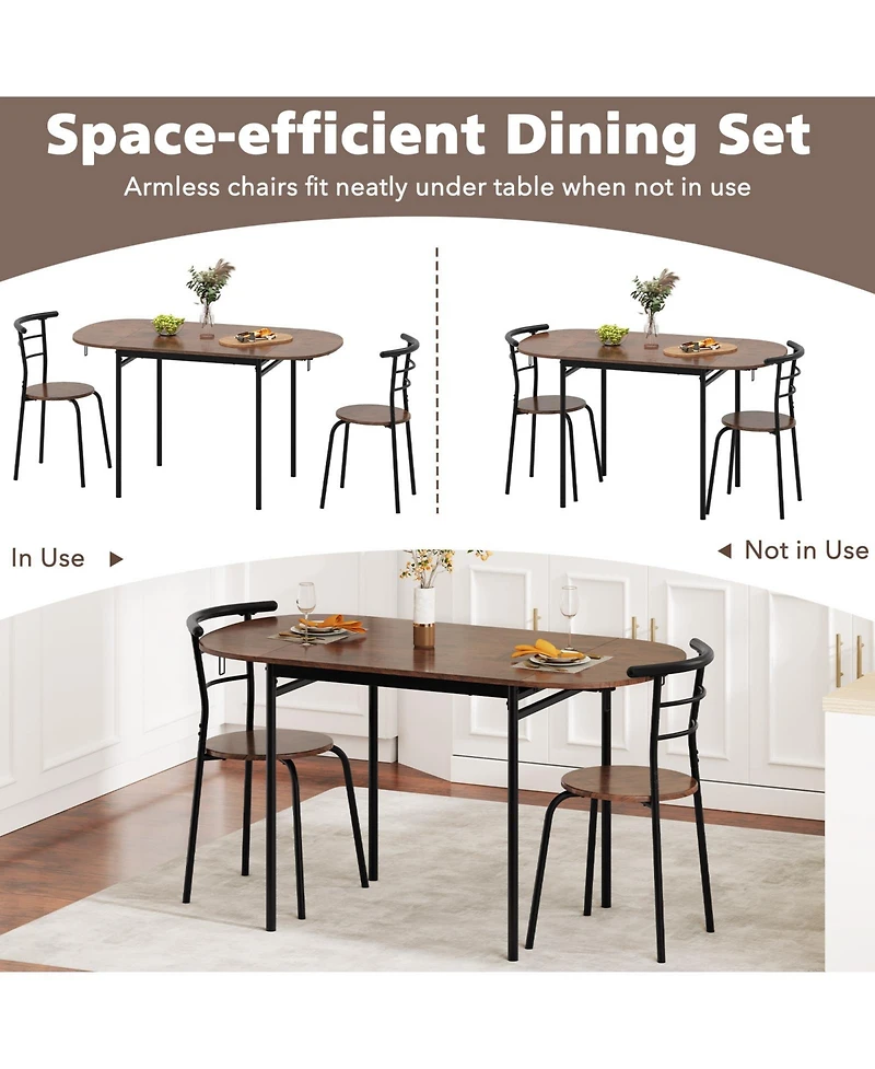 Slickblue 3 Pieces Dining Set with 2 Chairs and Modern Kitchen Table for Small Space