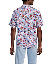 Lands' End Men's Traditional Fit Short Sleeve Linen Shirt