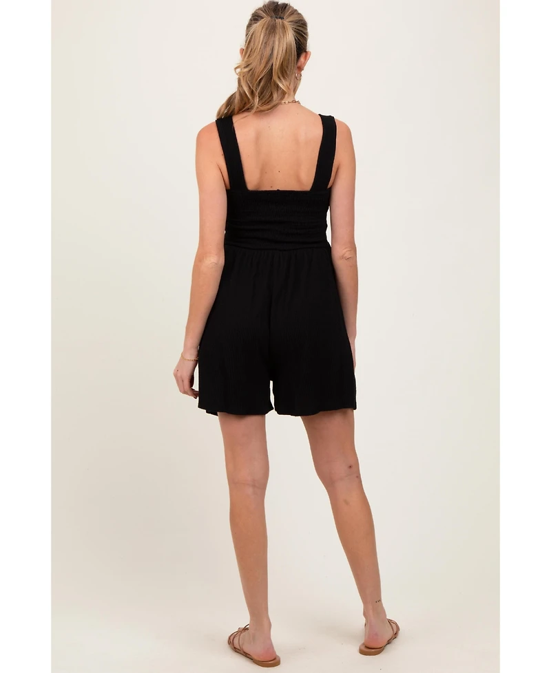 Black Ribbed Smocked
