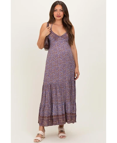 Pinkblush Maternity Brown Paisley Halter Maxi Dress