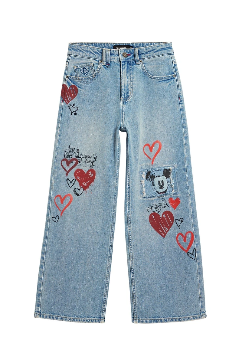 Desigual Women's Mickey Mouse Hearts Jeans
