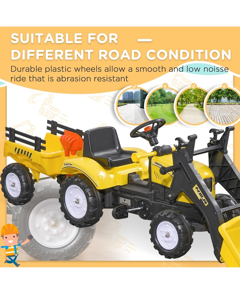 Aosom Ride-On Kids Bulldozer with Real Working Dirt Bucket,