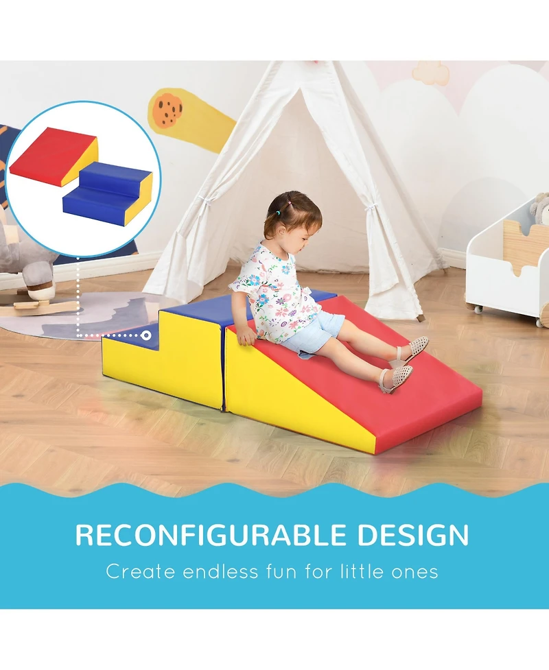 Soozier 2 Piece Plush Soft Kids Playset, Climb, Crawl, Multi-color