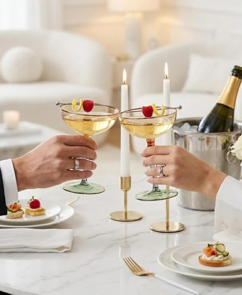 The Wine Savant Renaissance Amber Coupe Glasses, Set of 2