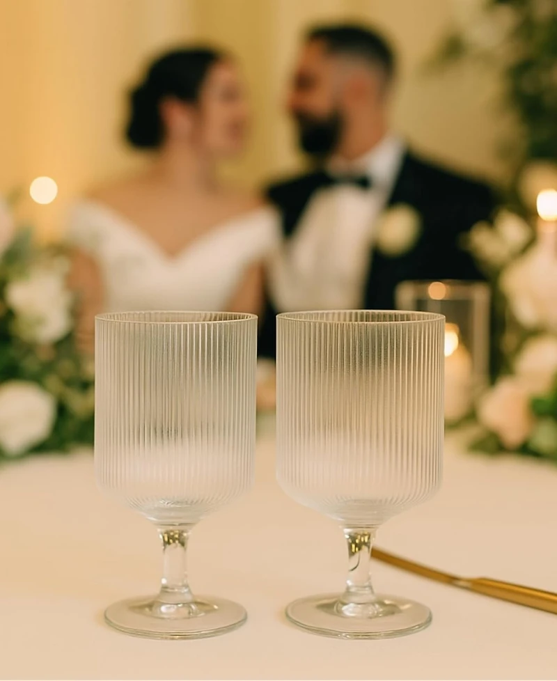 The Wine Savant Ribbed Goblet Glasses, Set of 2
