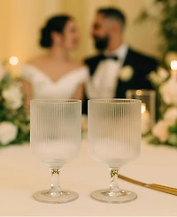 The Wine Savant Ribbed Goblet Glasses, Set of 2