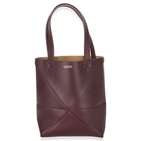 Pre-Owned Loewe Burgundy Calfskin Mini Puzzle Fold Tote
