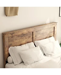 Rainsken Wood Bed Frame with Headboard, Rustic Farmhouse Platform Bed Frame, 12 Wood Slats Support, No Box Spring Needed