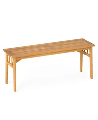 Sugift 48 in Acacia Wood Two-Person Outdoor Bench with Slatted Seat