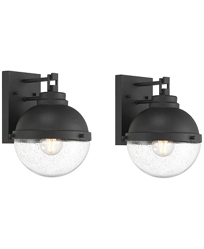 Possini Euro Design Sargasso 11" High Modern Outdoor Wall Light Fixture Mount Porch House Set of 2 Sand Black Marine Grade Finish